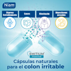 EMITIUM Intestinal, cápsulas naturales para el colon irritable