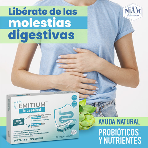 EMITIUM Intestinal, complemento alimenticio con probióticos para las molestias digestivas