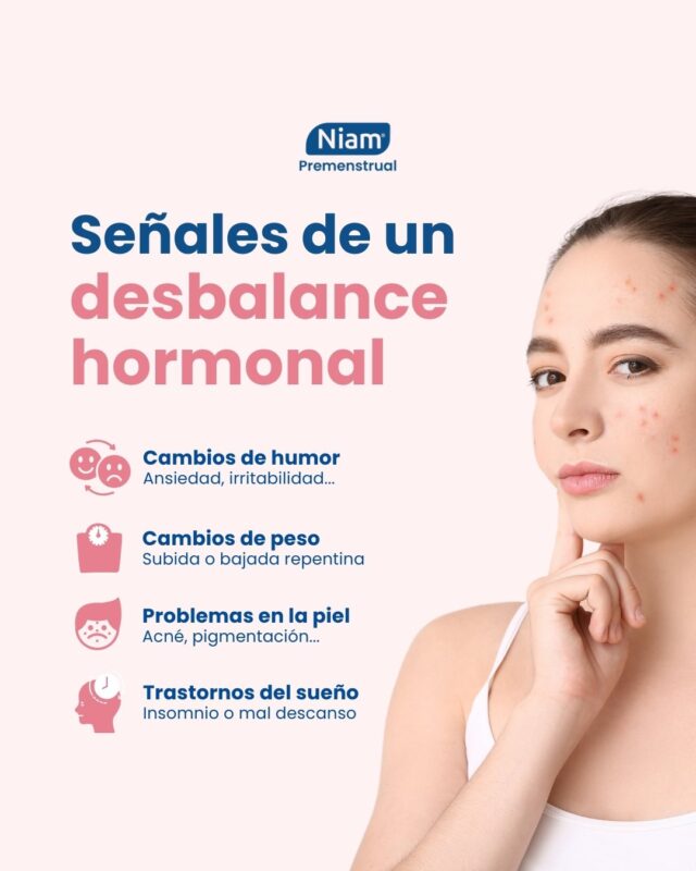 Infografía con algunos síntomas de un desbalance hormonal