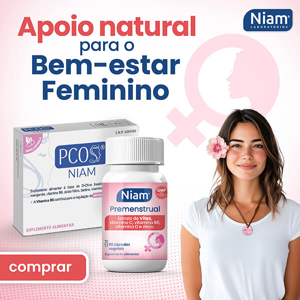 Banner NIAM Premenstrual e PCOS para o bem-estar feminino