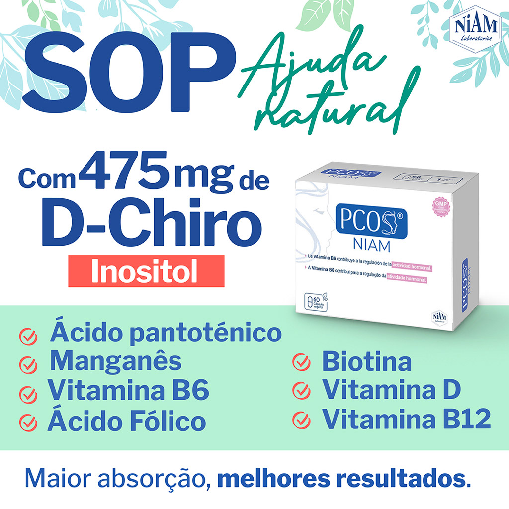 PCOS® NIAM em cápsulas com 475mg de D-Chiro Inositol