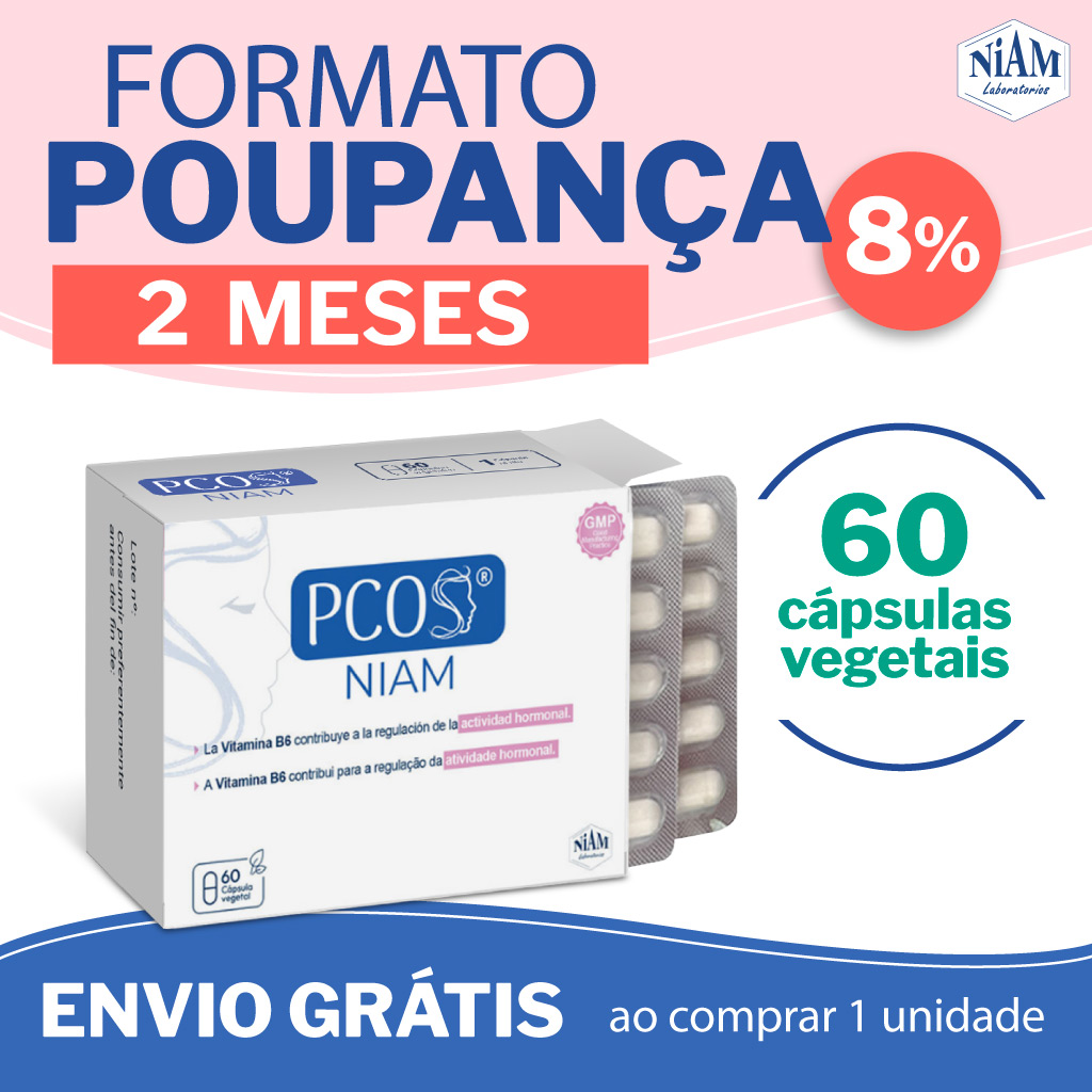 PCOS NIAM, suplemento alimentar que ajuda para a regulação hormonal