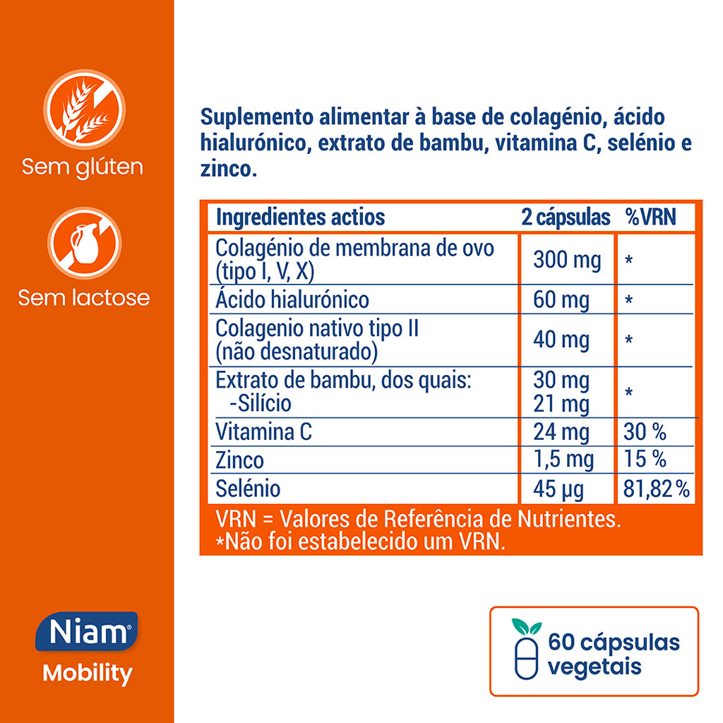 Niam Mobility, suplemento alimentar com colagénio e ácido hialurónico