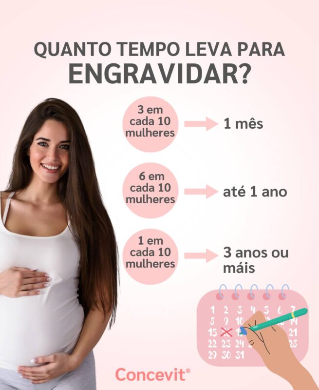 Infografia com dados sobre o tempo necessário para conseguir uma gravidez