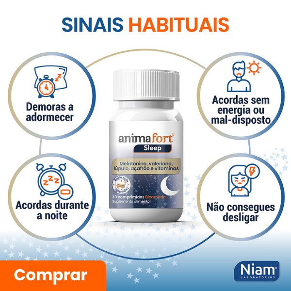 Banner AnimaFort Sleep sinais habituais insónia