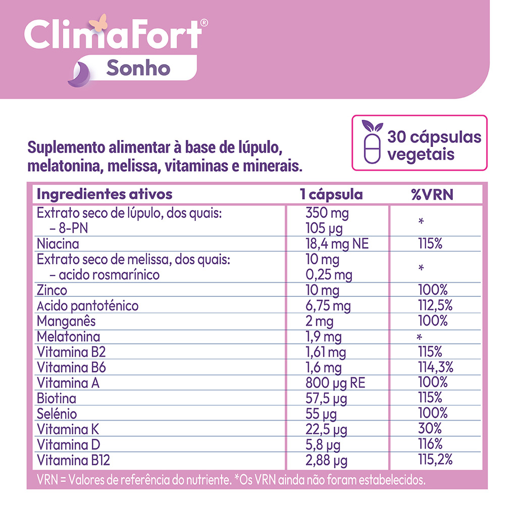 ClimaFort Sonho, ingredientes
