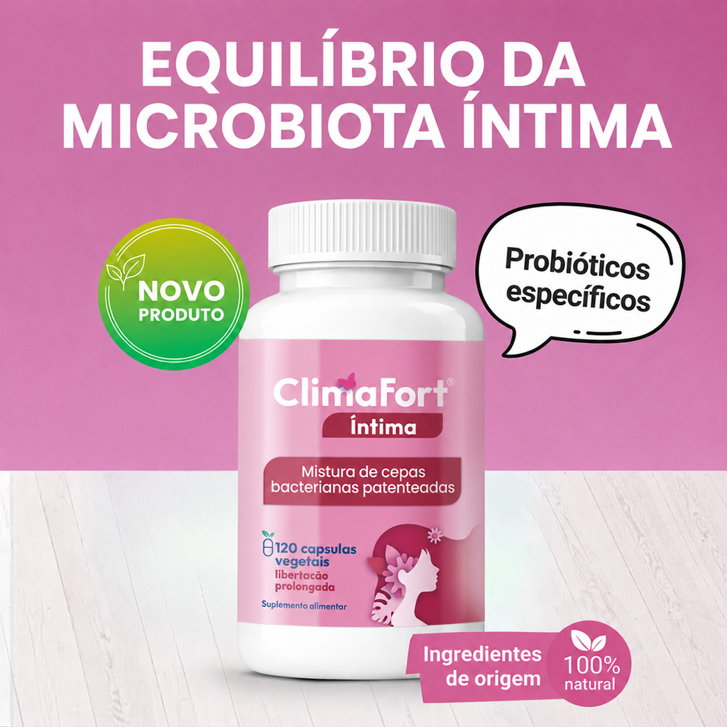 ClimaFort Íntima, suplemento natural para o equilíbrio da microbiota íntima ClimaFort Íntima, suplemento natural para o equilíbrio da microbiota íntima
