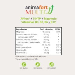 Tabla de ingredientes de Animafort MULTI