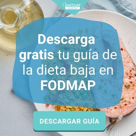 Banner para descargar la dieta FODMAP con imagen de un plato de salmón 