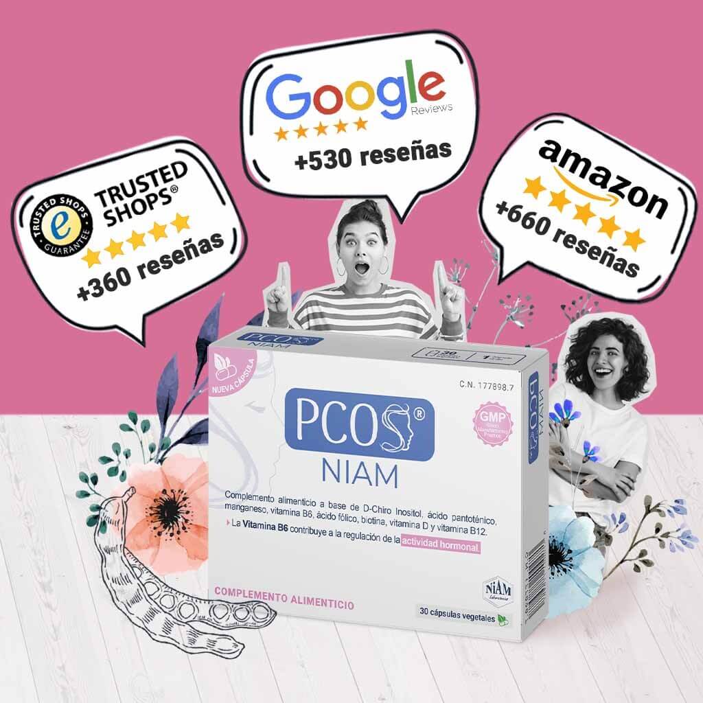 Opiniones de usuarios de PCOS NIAM en plataformas como Google, Amazon y Trusted Shops