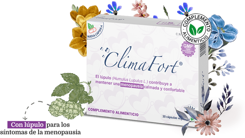 Climafort contiene lúpulo y otros ingredientes que ayudan a aliviar los síntomas de la menopausia