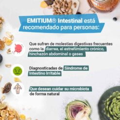 EMITIUM Intestinal se recomienda para personas que sufren molestias digestivas y quieren cuidar su microbiota