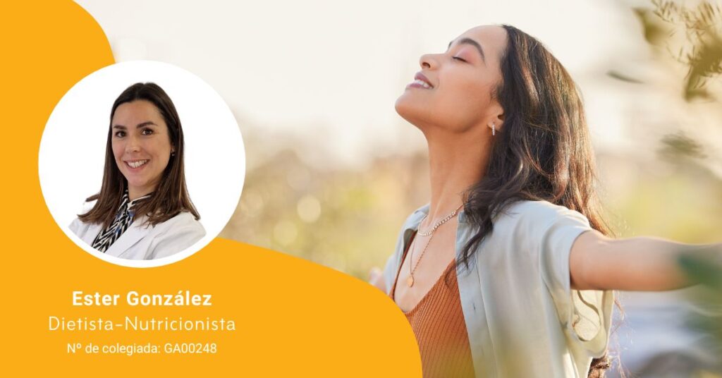 Imagen de cabecera del artículo sobre los beneficios del magnesio para la ansiedad con foto de su autora, la nutricionista Ester González