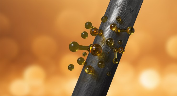 Representación de enzimas de biotina fortaleciendo el cabello