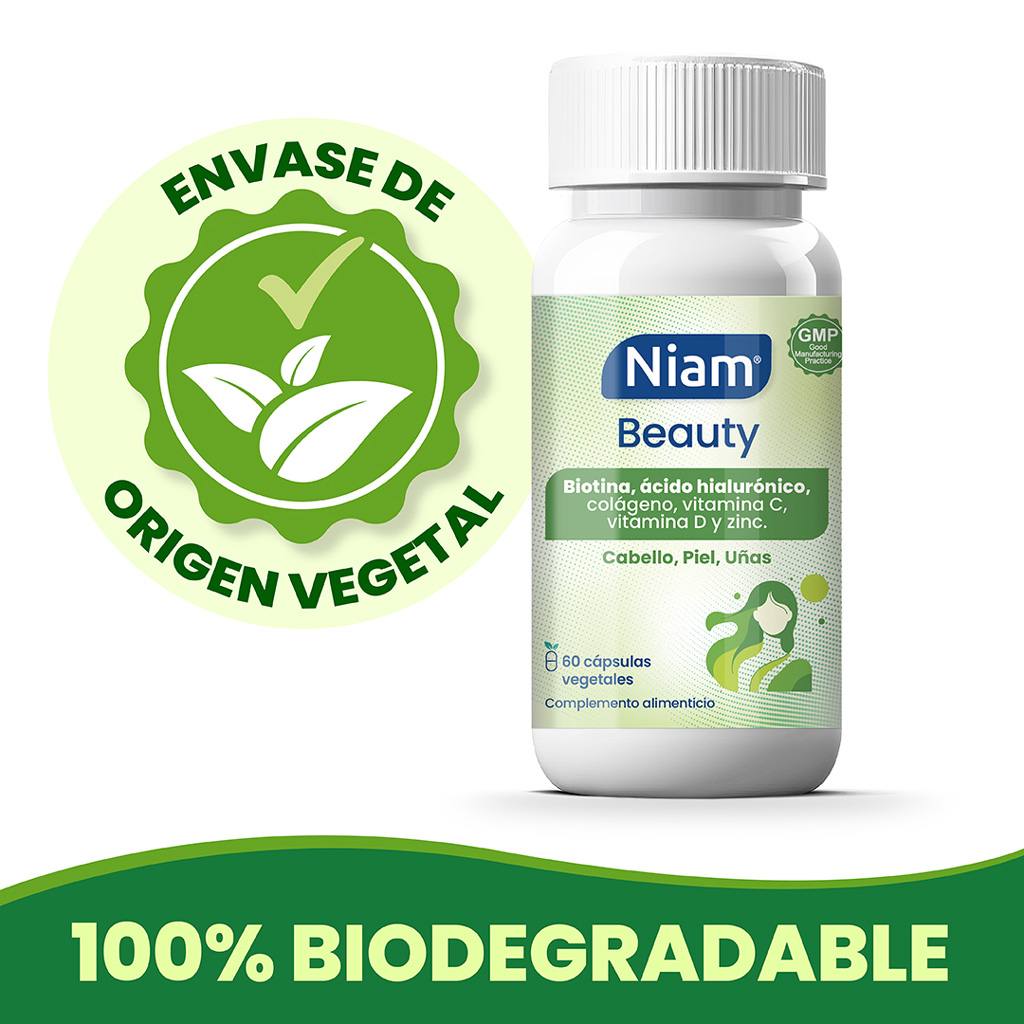 Niam Beauty - pastillas con biotina para un cabello, piel y uñas fuertes