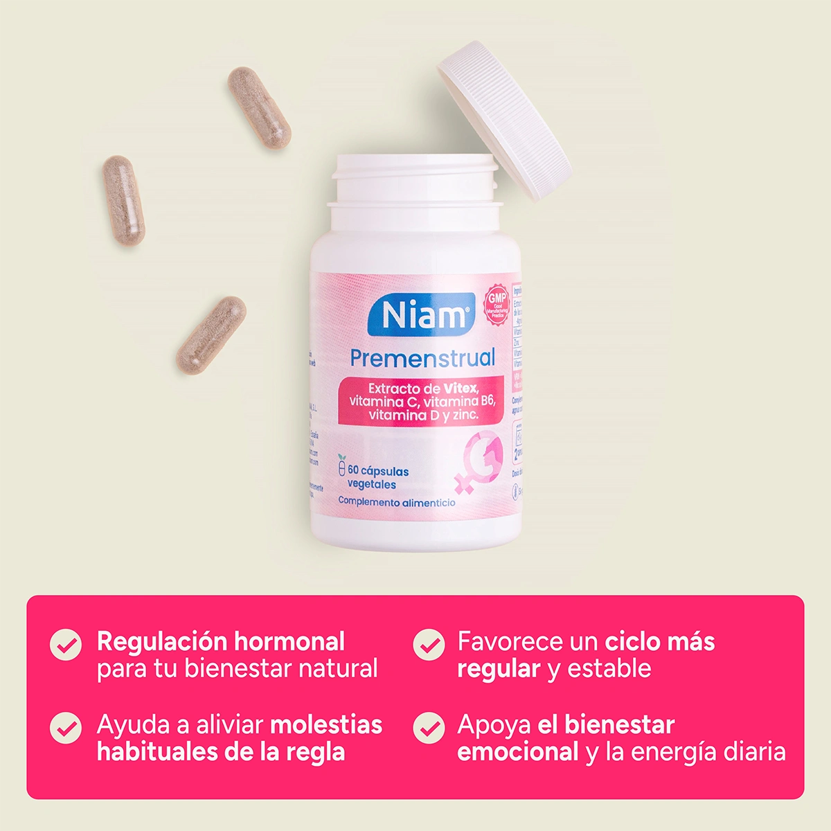 Niam Premenstrual, suplemento alimenticio para la regulación hormonal