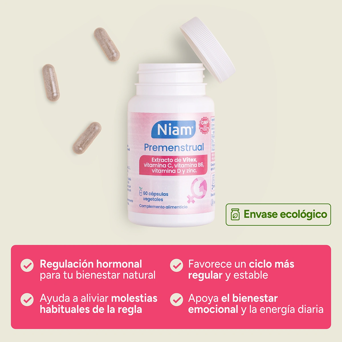 Niam Premenstrual, suplemento alimenticio para la regulación hormonal